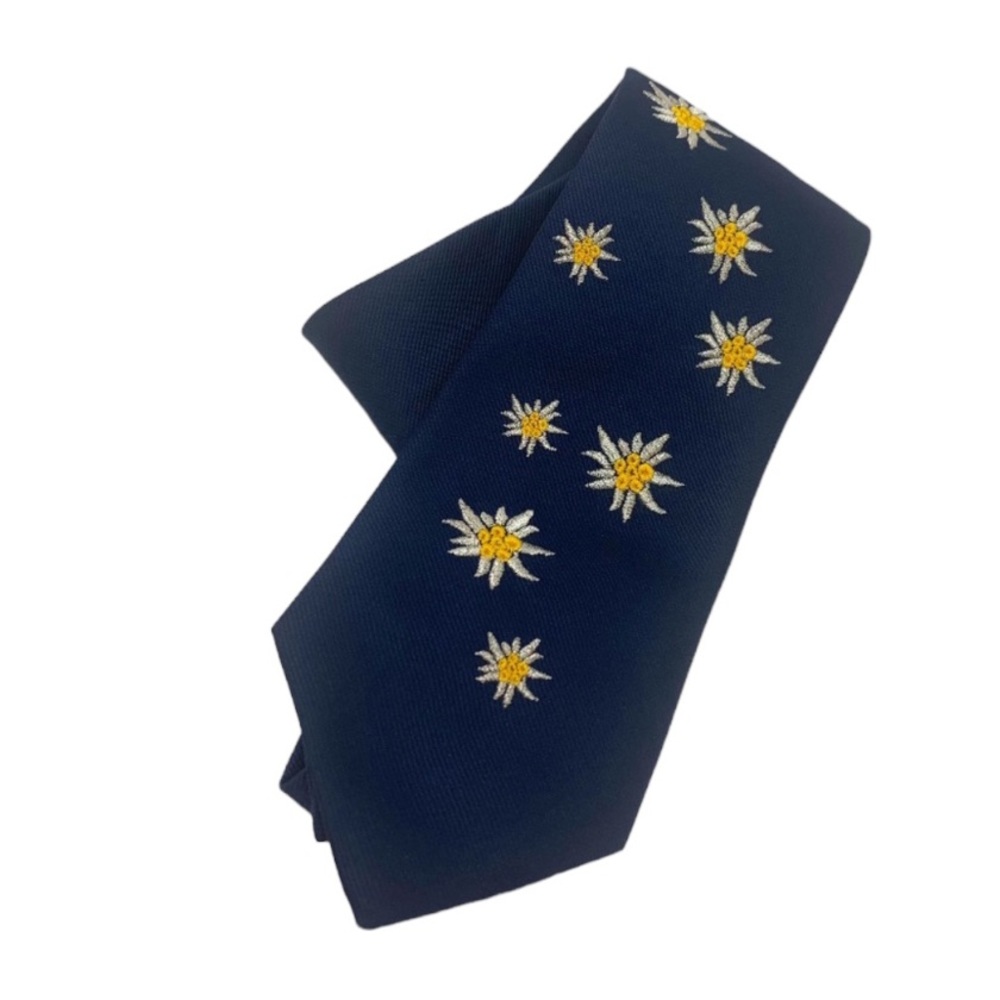MyLord Tie Daisy Flower Accent Navy Blue School Business Church Office Workwear